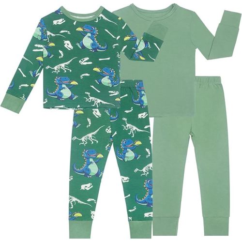 hibshaby Rayon of Bamboo Kid Clothes Top and Bottom Sets - Toddler Boys Girls Matching Outfits of Cute Print and Solid Colors