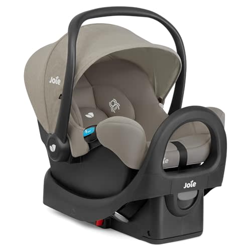 Joie Rue Lightweight Infant Car Seat & Anti-Rebound Base –Side-Impact Protection, 5-Point Harness, and UPF 50+ Canopy for Newborns and Infants (Dove)
