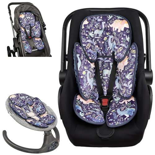 Infant Car Seat Insert 2-in-1 Baby Car Seat Head & Body Support for Newborns abaoys Preemie Carseat Stroller Cushion Pad Headrest with Soft Minky Dot Fabric Backing, Cute Dinosaur