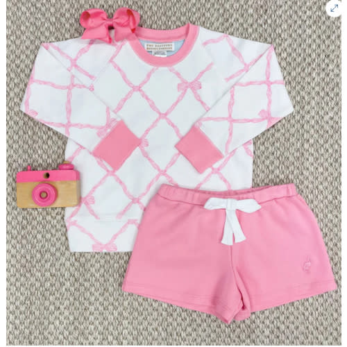 Cassidy Comfy Crewneck - Belle Meade Bow with Hamptons Hot Pink