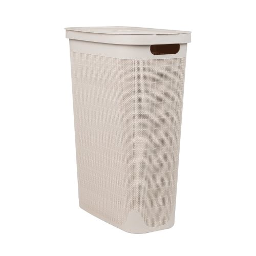 Mind Reader Laundry Hamper, Clothes Basket, Lid, Linen Design
