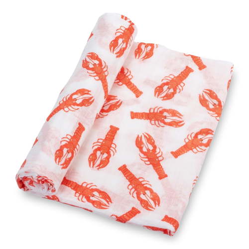 LollyBanks Lobster Prints Baby Muslin Swaddle Blanket- 100% Muslin Cotton, 47"x47", 1 Pack