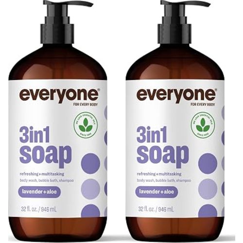 Everyone 3-in-1 Soap Body Wash Bubble Bath Shampoo Lavender Aloe 32oz 2pk