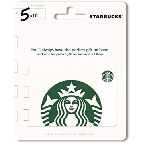 Starbucks Physical Gift Cards (Multipack of 10 x $5) - $50