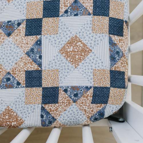 Patchwork Print Muslin Crib Sheet