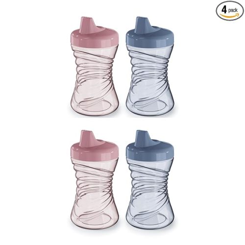NUK First Choice Fun Grips Hard Spout Straw Cup 2.0, 10 oz. Sippy Cup with Handles, 4-pack