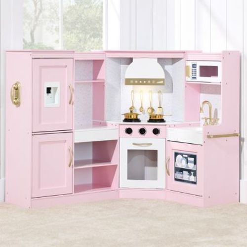 Best Choice Products Pretend Play Corner Kitchen, Ultimate Wooden Toy Set for Kids w/ 6 Accessories