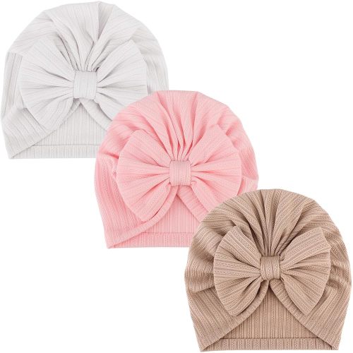 Newborn Baby Girl Hats with Bow Toddler Infant Beanie Cap Newborn Hospital Hats for Baby Girl Kid 0-12 Months