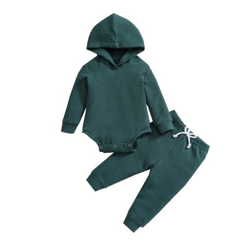 Mercatoo Sweat Suits Baby Toddler Boys Girls Long Sleeve Hooded Romper Tops Solid Pants Outfit Set 2Pcs New Baby Bundle