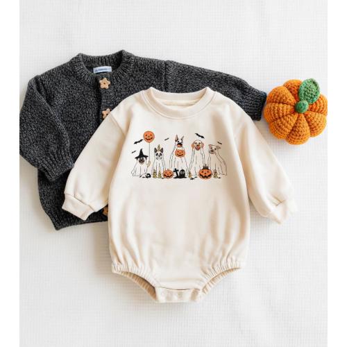 Halloween Baby Romper - Halloween Ghost Dogs Baby Onesie® - Cute Halloween Dog Bodysuit - Trick or Treat Baby Onesie®