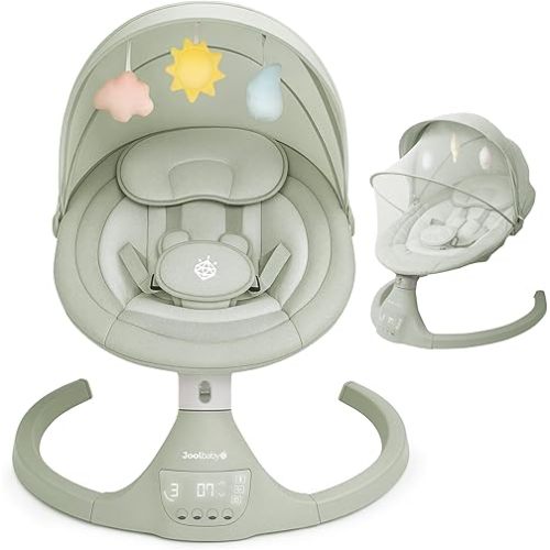 Jool Baby Nova Swing for Newborns - Electric Motorized Infant Swing, Bluetooth Music, 10 Preset Melodies, Remote (Updated Model, Sage)