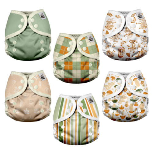 CLOTH DIAPER COVERS - 6 PACK (Mushrooms)