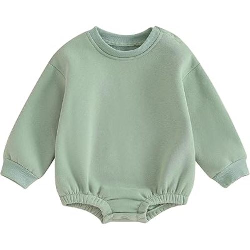 Newborn Baby Boy Girl Clothes Fleece Sweatshirt Bubble Romper Solid Oversized Thick Sweater Romper Winter Clothes