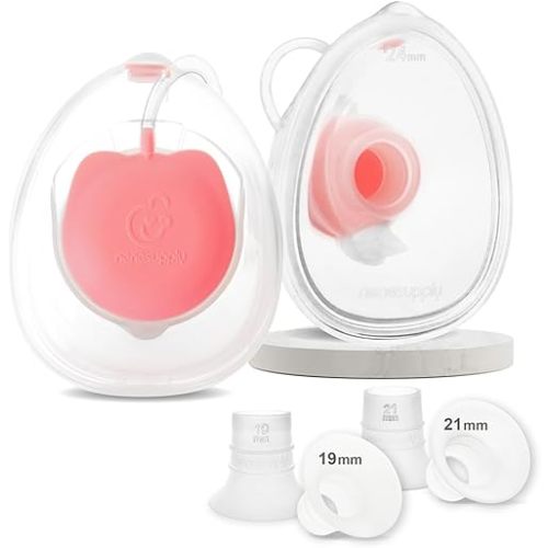 Nenesupply Handsfree Wearable Breastmilk Collection Cara Cups Caracups Compatible with Spectra S1 S2 9 Plus Breast Pumps 24mm Silicone Flanges Replacement for Spectra Pump Parts 19 21mm Inserts