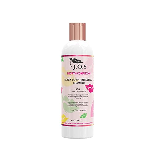 J'Organic Solutions Kids African Black Soap Shampoo - Hydrating, Sulfate-Free for Curly, Coily Hair, 8 oz