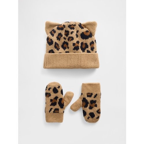 Baby & Toddler CashSoft Leopard Beanie & Mittens Set