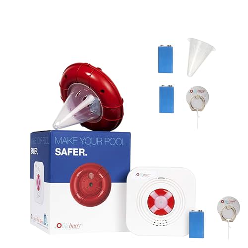 Lifebuoy Pool Alarm + Extra Accessories Pool Safety Alarm System for Inground, Above Ground, Covered & Uncovered Pools, Smart Motion Sensor for Baby, Child, pet Safety Controlled by APP.