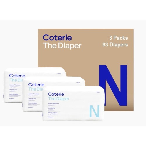 Coterie The Diaper Size Newborn 3 Packs Of 31,  93 Diapers Total - New Sealed