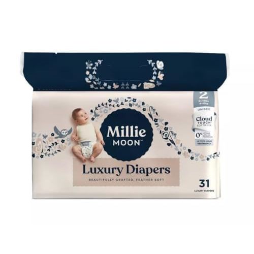 Millie Moon Luxury Diapers (Size-2 and Count-31) white-10 to 18 lbs (Pack of 1)
