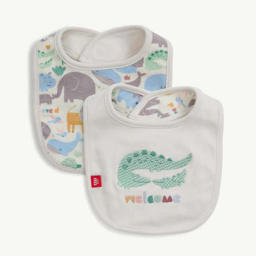 little lovin organic cotton magnetic stay dry infant reversible bib