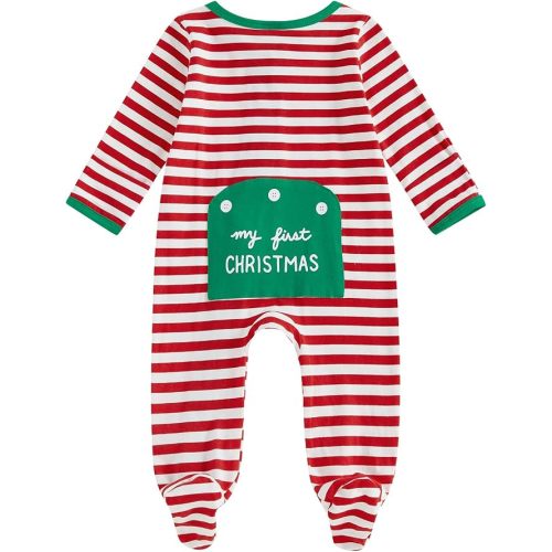 My First Christmas Baby Girl Boy Outfit Newborn Christmas Onesie Footed Romper Zipper Jumpsuit Infant Xmas Clothes