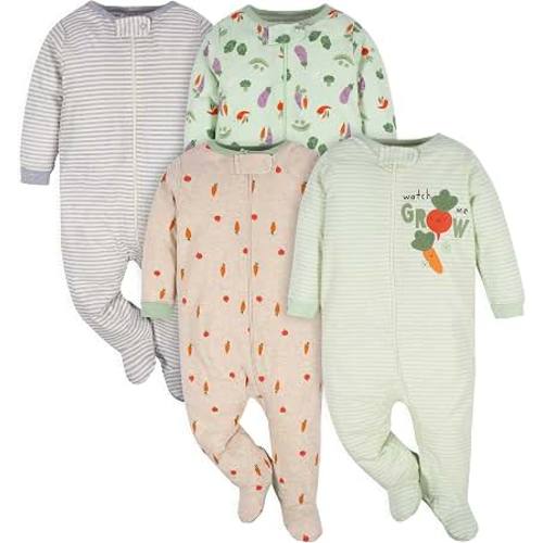 Amazon.com: Gerber Baby Girls 4-Pack Sleep 'N Play Footie