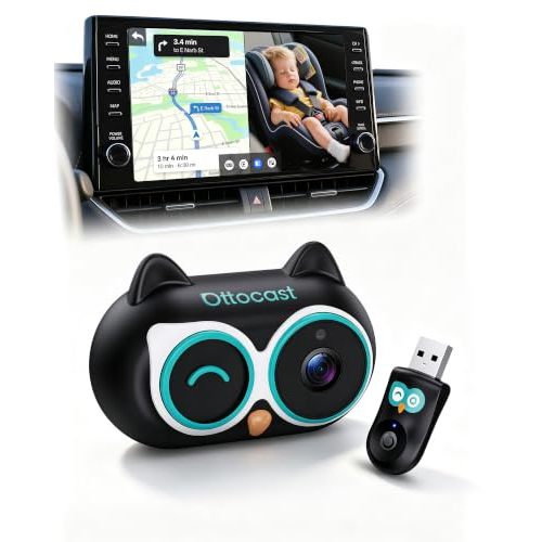 OTTOCAST Baby Car Camera,No Extra Screen Needed(No Android Support) | For Factory Car Screen,Split-screen Display,Plug & Play,1080P,No-Glow Night Vision,360°Adjustable,150°Car Camera for Baby
