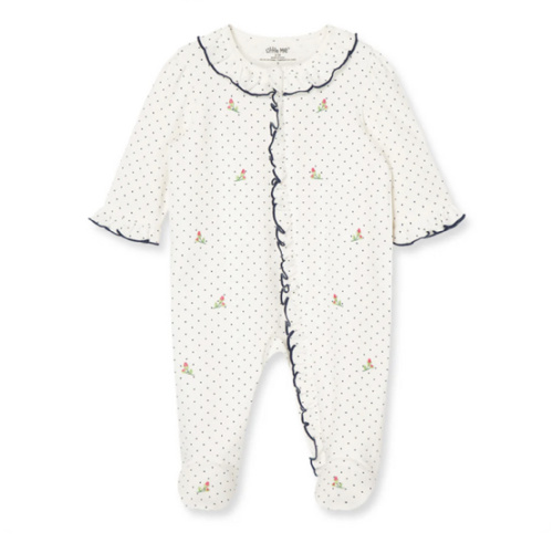 Rosebud 2-Way-Zip Footed One-Piece and Headband
