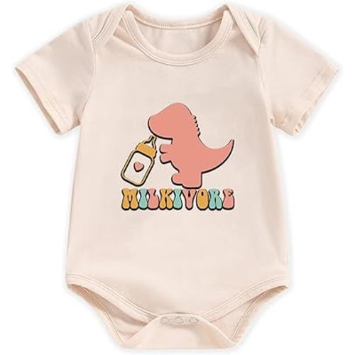 Honeypawpaw Newborn Infant Baby Boys Girls Bodysuit, Lap Shoulder Snap Closure Romper Reveal, Soft Cotton Announcement Gift