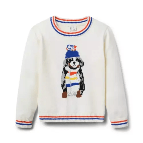 Boy Cream And Sugar Gray Malin x Janie and Jack Cozy Dog Sweater by Janie and Jack