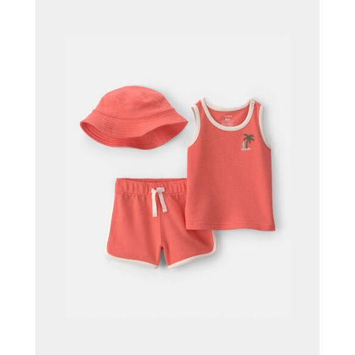Baby Boy 3-Piece Palm Tree Top & Short Set - Coral | Carter's