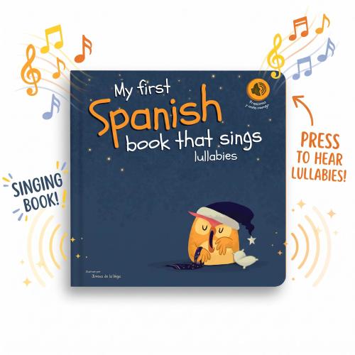 Spanish Musical Board Book for Babies and Toddlers, Bilingual Lullaby Sound Book, First Words Nursery Rhymes, 1st Birthday, Baby Shower Gift