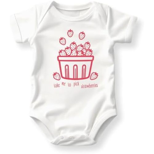 Take Me To Pick Strawberries Baby Bodysuit, Toddler, Kids T-Shirt - Natural Cotton Shirt for Children