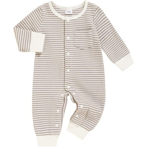 GRNSHTS Baby Boy Clothes Striped Waffle Baby Boy Fall Outfits Long Sleeve Newborn Boy Romper Infant Winter Bodysuit Jumpsuit