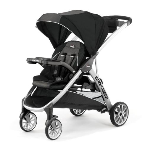 Chicco BravoFor2 Standing/Sitting Double Stroller - Iron: Full-Size, Rubber Tires, 26.6 lbs