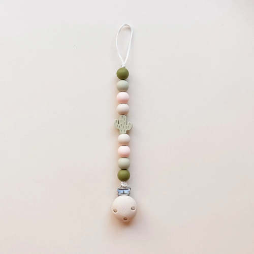 Miminoo Cactus Pacifier Teether Holder – Soft Silicone, Made in USA