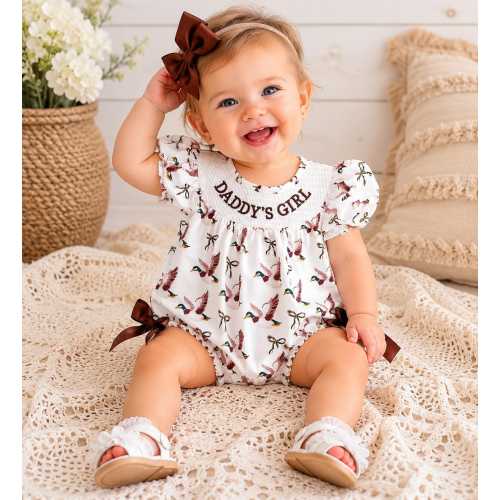 Daddy’s Girl Smocked Duck Print Bubble