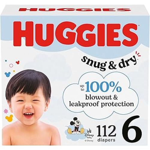 Huggies Size 6 Diapers, Snug & Dry Baby Diapers, Size 6 (35+ lbs), 112 Count, Packaging May Vary
