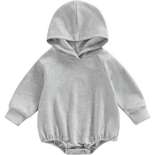 Newborn Baby Boys Hooded Sweatshirt Long Sleeve Solid Romper Infant Baby Fall Winter Spring Outfits