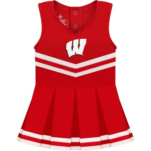 College Baby Cheerleader Bodysuit Dress - Team Logo, Multiple Colors, for Baby Girls - (0-24 Months)