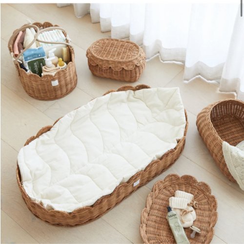 Baby Diaper Caddy Organizer "POPPY" Handmade & Natural by BEBE BASK® – BEBE BASK