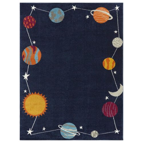 Balta Rugs Planet Border 3'11" x 5'7" Navy Blue Kids Area Rug