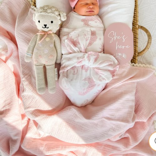 Muslin Crinkle Organic Lace Blanket | Baby Pink – Little and Fern