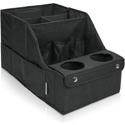 MULISOFT Car Seat Organizer- Backseat Car Organizer with 11 Storages Compartments and 2 Cup Holders, Organizers and Storage, Front Seat for Travel Kids,Black
