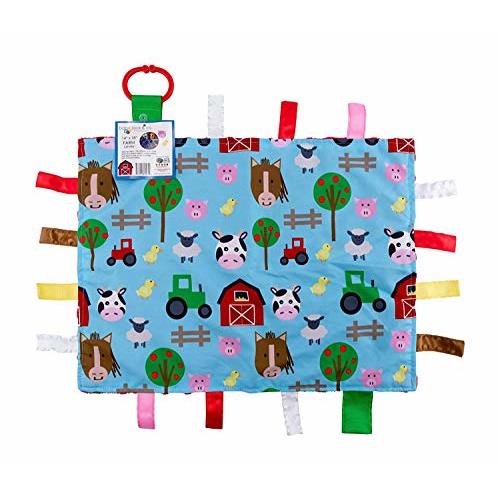 Educational Learning Lovey Ribbon Tag Security Blankets (Farm)