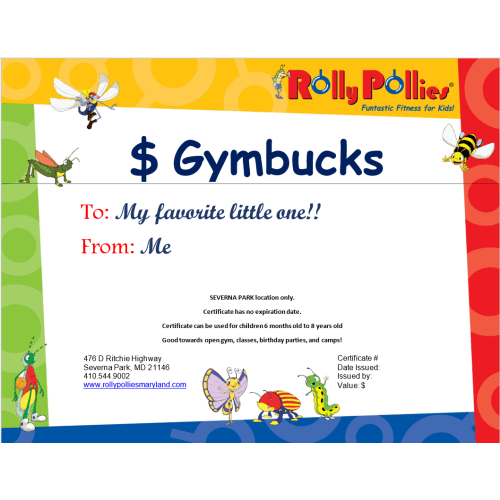 Rolly Pollies GymBucks Gift Certificate