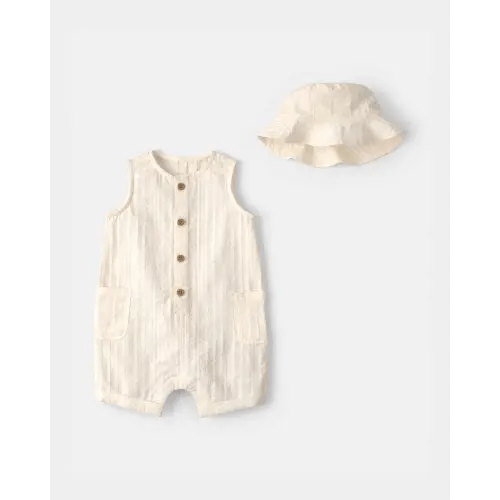 Baby Seersucker Romper - Cream | Carter's