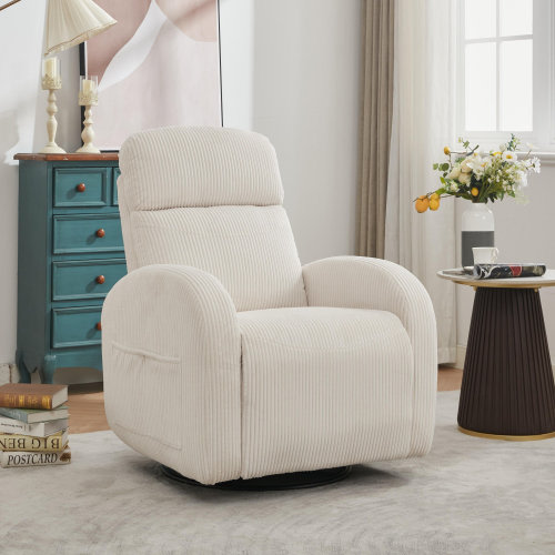 Latitude Run® Delba 37"Modern Upholstered Manual Swivel Rocker Glider Recliner Nursery Chair & Reviews | Wayfair