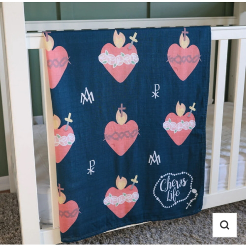 Immaculate and Sacred Heart Swaddle Blanket | Bamboo & Cotton