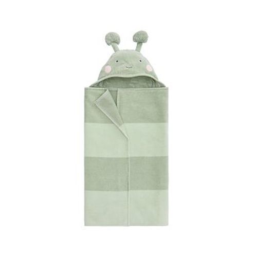 Caterpillar Baby Critter Hooded Towel , Nursery Wrap , Green